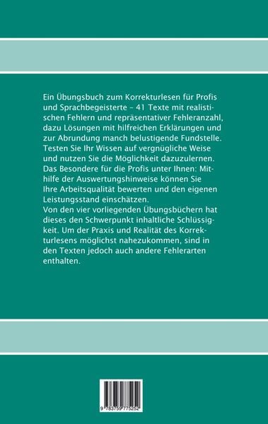 Produktbild: Korrekturlesen - &Uuml;bungen mit Schwerpunkt inhaltliche Schl&uuml;ssigkeit