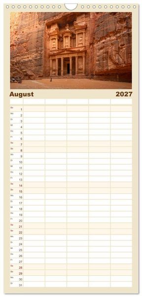 Produktbild: Familienplaner 2027 - Jordanien Sand, Stein und Salz mit 5 Spalten (Wandkalender, 21 x 45 cm) CALVENDO
