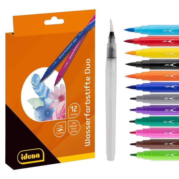Idena Wasserfarbstifte DUO 12 Farben 12 Stück