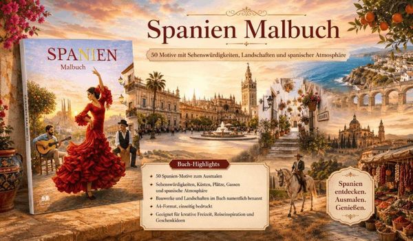 Produktbild: SPANIEN Malbuch f&uuml;r Erwachsene mit 50 wundersch&ouml;nen Ausmalmotiven