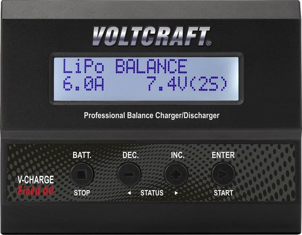 VOLTCRAFT V-Charge 60 DC Modellbau-Multifunktionsladegerät 12 V 6 A LiPo, LiIon, LiFePO, LiHV, NiCd, NiMH, Blei