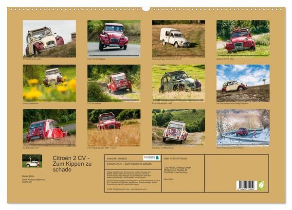 Produktbild: Citro&euml;n 2 CV - Zum Kippen zu schade (Wandkalender 2026 DIN A2 quer), CALVENDO Monatskalender