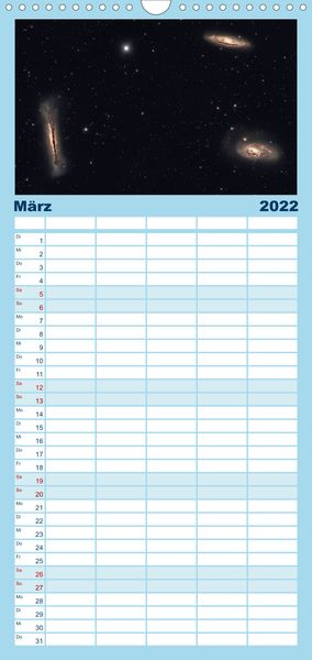 Produktbild: Familienplaner Atemberaubender Weltraum (Wandkalender 2022 , 21 cm x 45 cm, hoch)