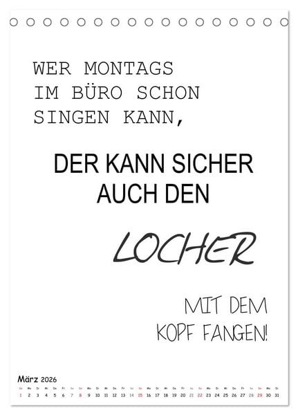 Produktbild: Typo-Kalender f&uuml;r das B&uuml;ro. Gemeine und lustige Spr&uuml;che (Tischkalender 2026 DIN A5 hoch), CALVENDO Monatskalender