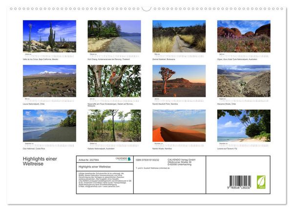 Produktbild: Highlights einer Weltreise (hochwertiger Premium Wandkalender 2026 DIN A2 quer), Kunstdruck in Hochglanz