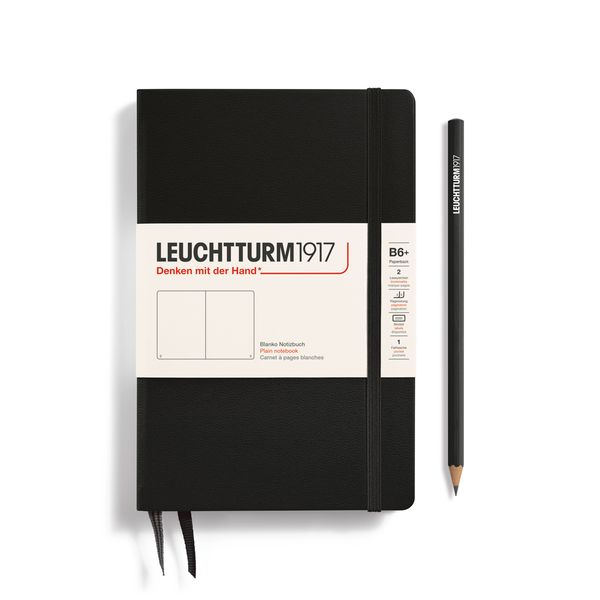 Produktbild: LEUCHTTURM1917 Notizbuch Paperback (B6+), Hardcover, 219 nummerierte Seiten, Schwarz, Blanko