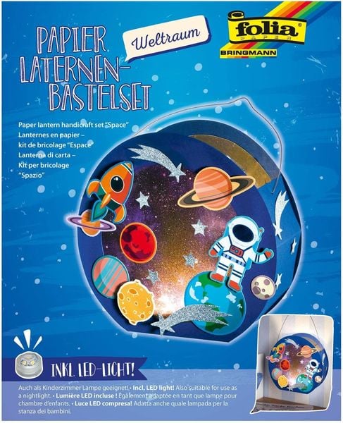 Produktbild: Folia Laternen-Bastelset aus Papier WELTRAUM, inkl. Deko-Licht