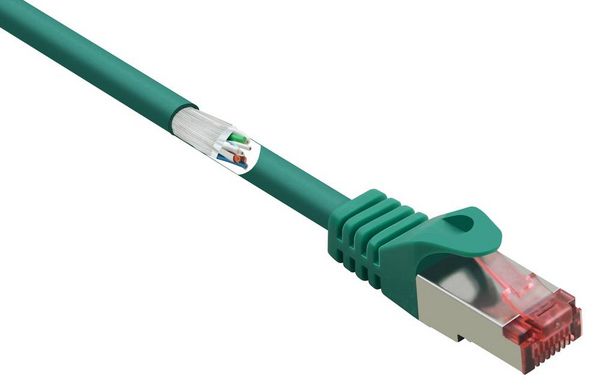 Produktbild: Renkforce RF-5372558 RJ45 Patchkabel CAT 6 S/FTP 3.00 m Gr&uuml;n mit Rastnasenschutz, vergoldete Steckkontakte, Flammwidrig 1 St.