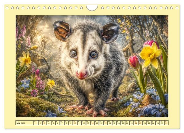 Produktbild: Sanfte Beutelratten. Opossums im stillen Rhythmus der Natur (Wandkalender 2026 DIN A4 quer), CALVENDO Monatskalender