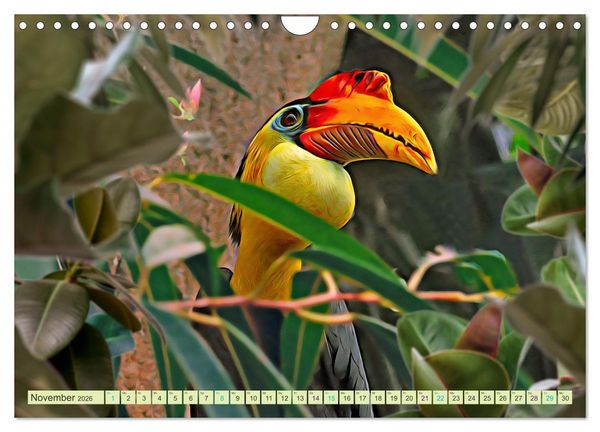 Produktbild: Dschungelwelt - Artwork (Wandkalender 2026 DIN A4 quer), CALVENDO Monatskalender