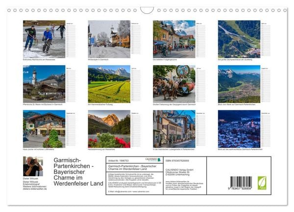 Produktbild: Garmisch-Partenkirchen - Bayerischer Charme im Werdenfelser Land (Wandkalender 2026 DIN A3 quer), CALVENDO Monatskalender