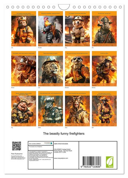 Produktbild: The beastly funny firefighters (Wall Calendar 2026 DIN A4 portrait), CALVENDO 12 Month Wall Calendar