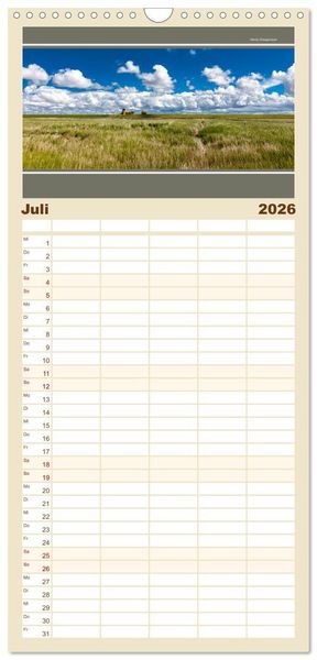 Produktbild: Familienplaner 2026 - Der Pilsumer Leuchtturm mit 5 Spalten (Wandkalender, 21 x 45 cm) CALVENDO