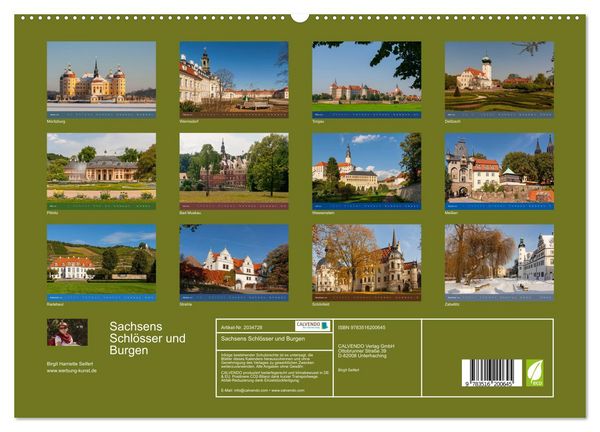 Produktbild: Sachsens Schl&ouml;sser und Burgen (hochwertiger Premium Wandkalender 2026 DIN A2 quer), Kunstdruck in Hochglanz