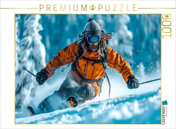 CALVENDO Puzzle Skifahren, voller Dynamik und Schwung | 1000 Teile Lege-Größe 64x48cm Foto-Puzzle für glückliche Stunden