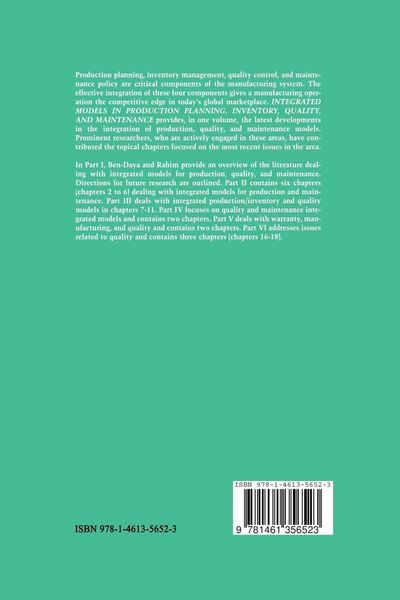 Produktbild: Integrated Models in Production Planning, Inventory, Quality, and Maintenance