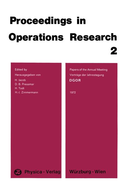 Produktbild: Vortr&auml;ge der Jahrestagung 1972 DGOR / Papers of the Annual Meeting 1972