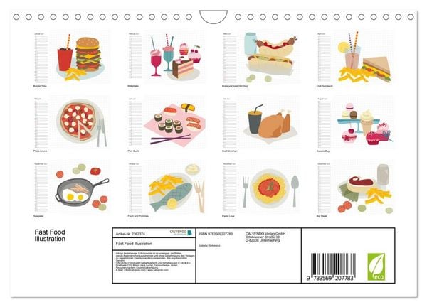 Produktbild: Fast Food Illustration (Wandkalender 2027 DIN A4 quer), CALVENDO Monatskalender