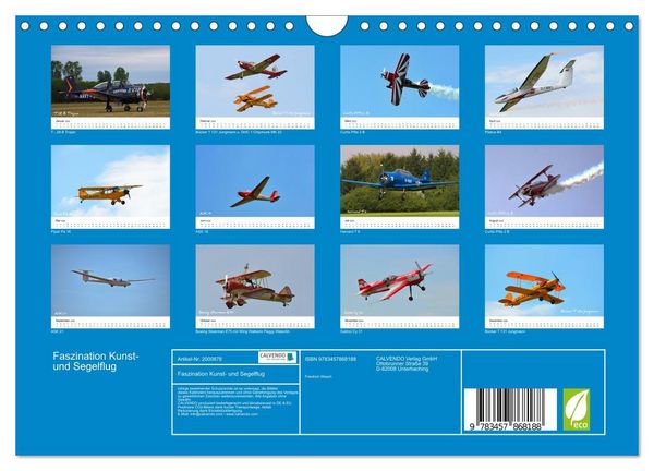 Produktbild: Faszination Kunst- und Segelflug (Wandkalender 2026 DIN A4 quer), CALVENDO Monatskalender