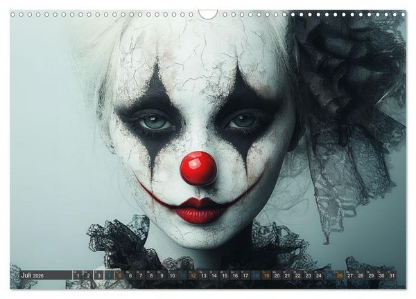 Produktbild: Clowniversum - Wo die Masken Geschichten erz&auml;hlen (Wandkalender 2026 DIN A3 quer), CALVENDO Monatskalender