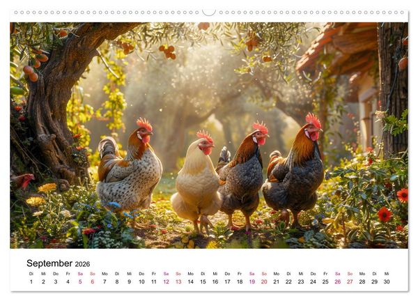 Produktbild: H&uuml;hner Federvieh (Wandkalender 2026 DIN A2 quer), CALVENDO Monatskalender