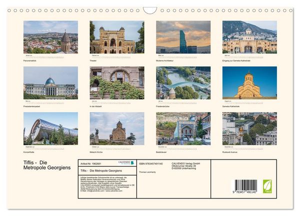 Produktbild: Tiflis - Die Metropole Georgiens (Wandkalender 2026 DIN A3 quer), CALVENDO Monatskalender