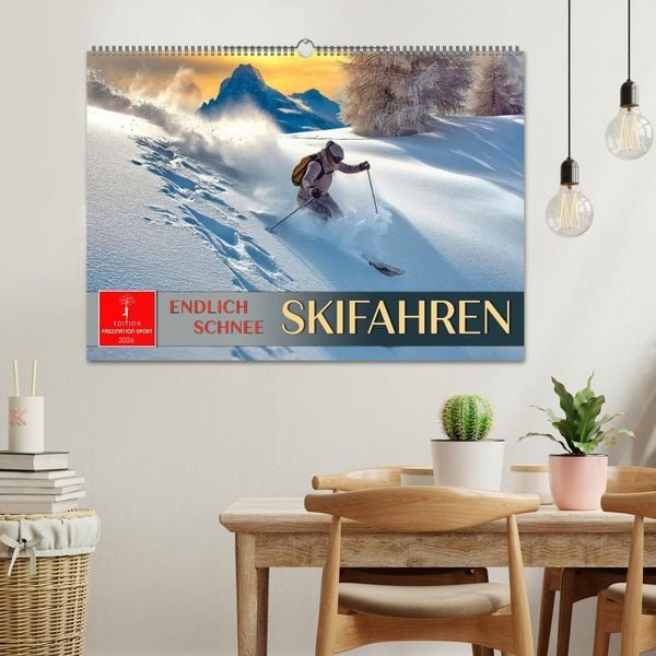 Produktbild: Skifahren - endlich Schnee (Wandkalender 2026 DIN A2 quer), CALVENDO Monatskalender