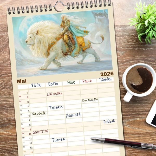 Produktbild: Familienplaner 2026 - Willkommen im Fantasieland - M&auml;rchenbilder mit 5 Spalten (Wandkalender, 21 x 45 cm) CALVENDO