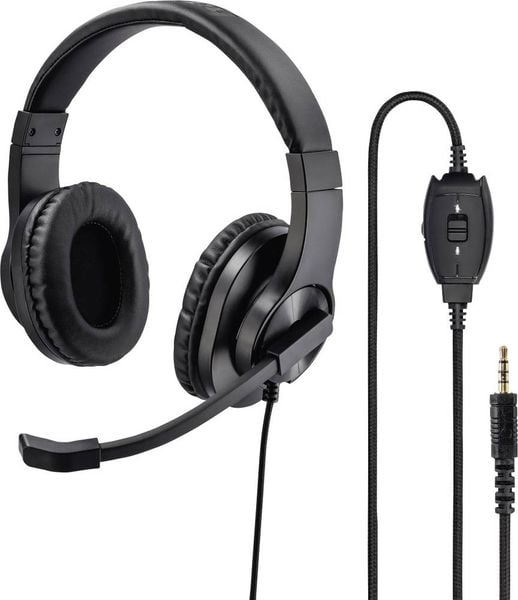 Hama Computer Over Ear Headset kabelgebunden Stereo Schwarz Lautstärkeregelung, Mikrofon-Stummschaltung