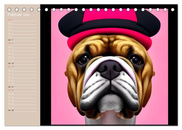 Produktbild: Graphic PoP Art Bulldogge (Tischkalender 2026 DIN A5 quer), CALVENDO Monatskalender