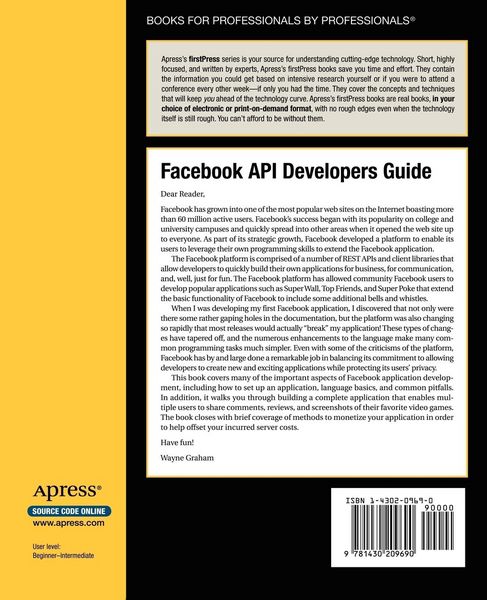 Produktbild: Facebook API Developers Guide