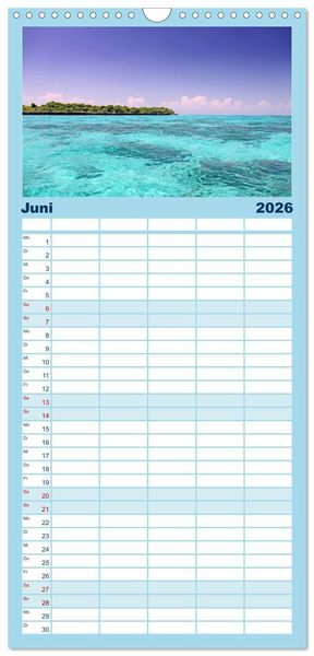 Produktbild: Familienplaner 2026 - Sansibar mit 5 Spalten (Wandkalender, 21 x 45 cm) CALVENDO