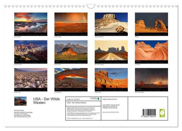 Produktbild: USA - Der Wilde Westen (Wandkalender 2026 DIN A3 quer), CALVENDO Monatskalender