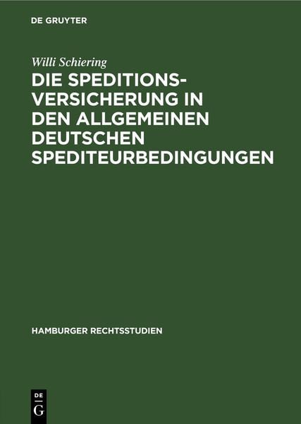 Produktbild: Die Speditionsversicherung in den Allgemeinen Deutschen Spediteurbedingungen