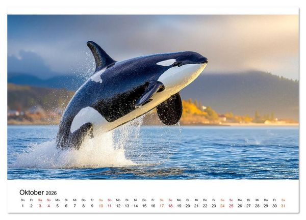 Produktbild: Orcas - ein Jahr voller Meer (Wandkalender 2026 DIN A2 quer), CALVENDO Monatskalender