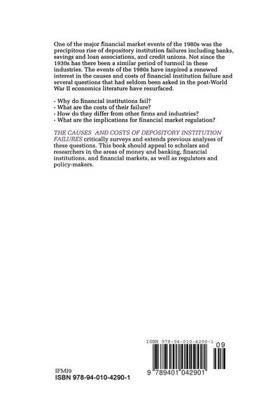 Produktbild: The Causes and Costs of Depository Institution Failures