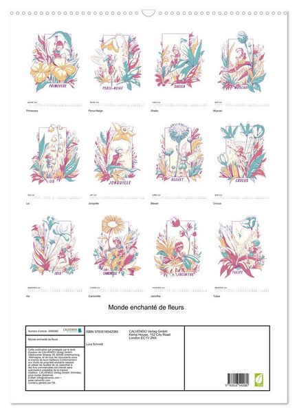 Produktbild: Monde enchant&eacute; de fleurs (Calendrier mural 2026 DIN A2 horizontal), CALVENDO calendrier mensuel