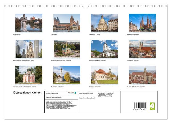 Produktbild: Deutschlands Kirchen (Wandkalender 2026 DIN A3 quer), CALVENDO Monatskalender