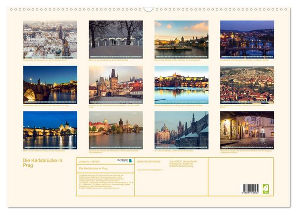 Produktbild: Die Karlsbr&uuml;cke in Prag (Wandkalender 2026 DIN A2 quer), CALVENDO Monatskalender