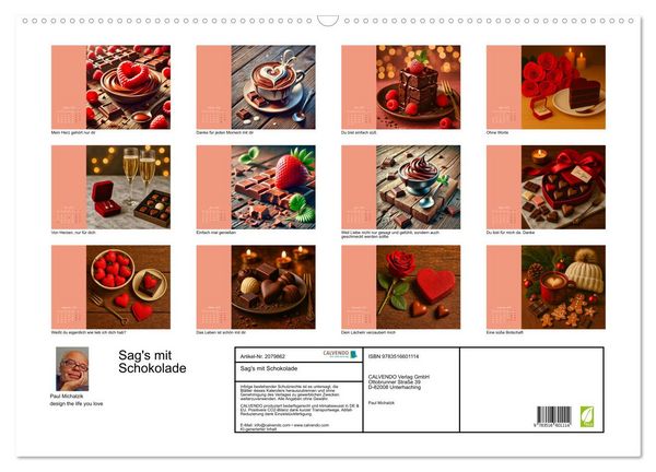 Produktbild: Sag's mit Schokolade (Wandkalender 2026 DIN A2 quer), CALVENDO Monatskalender