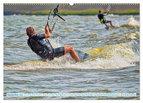 Produktbild: Kitesurfen - Wasser, Wind und coole Typen (Wandkalender 2026 DIN A2 quer), CALVENDO Monatskalender