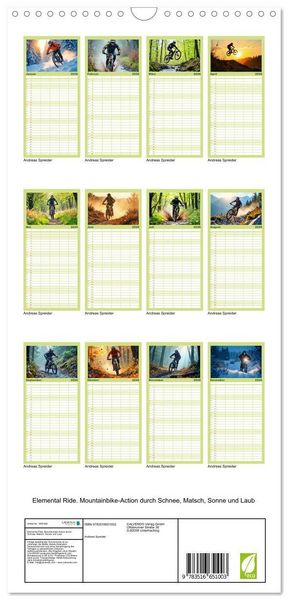 Produktbild: Familienplaner 2026 - Elemental Ride. Mountainbike-Action durch Schnee, Matsch, Sonne und Laub mit 5 Spalten (Wandkalender, 21 x 45 cm) CALVENDO