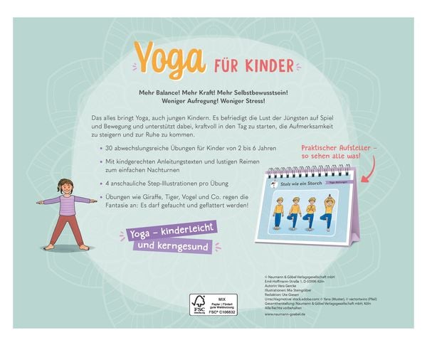 Produktbild: Yoga f&uuml;r Kinder - 30 einfache &Uuml;bungen f&uuml;r Kinder von 2 bis 6 Jahren