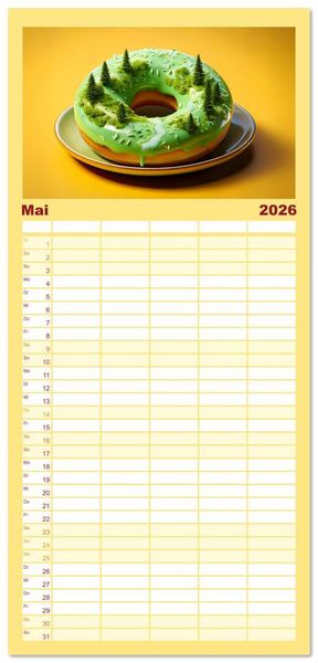 Produktbild: Familienplaner 2026 - Donuts - Eine Reise durch die Jahreszeiten mit 5 Spalten (Wandkalender, 21 x 45 cm) CALVENDO