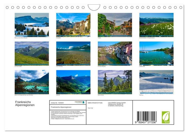 Produktbild: Frankreichs Alpenregionen (Wandkalender 2026 DIN A4 quer), CALVENDO Monatskalender