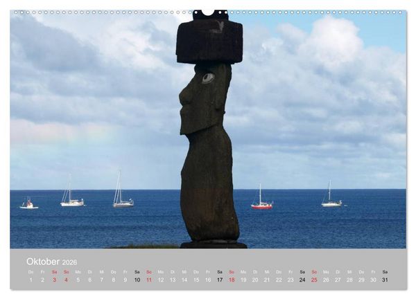 Produktbild: MOAI - steinerne W&auml;chter der Osterinsel (hochwertiger Premium Wandkalender 2026 DIN A2 quer), Kunstdruck in Hochglanz