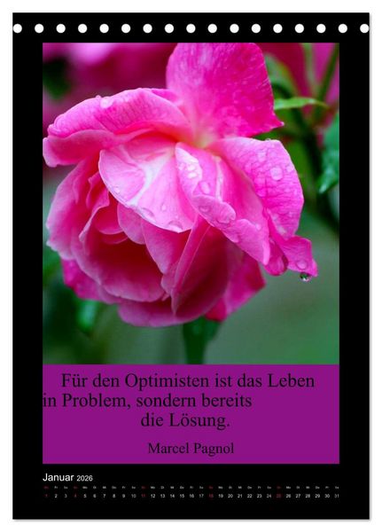 Produktbild: Lebensweisheiten mit Blumigen Gr&uuml;&szlig;en (Tischkalender 2026 DIN A5 hoch), CALVENDO Monatskalender