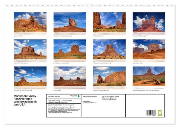 Produktbild: Monument Valley - Faszinierende Westernkulisse in den USA (Wandkalender 2026 DIN A2 quer), CALVENDO Monatskalender