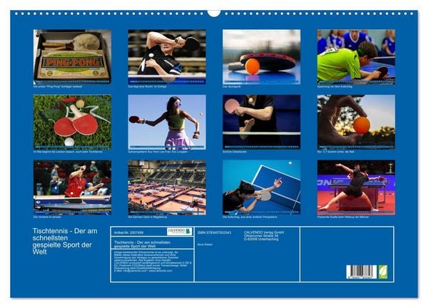 Produktbild: Tischtennis - Der am schnellsten gespielte Sport der Welt (Wandkalender 2026 DIN A2 quer), CALVENDO Monatskalender