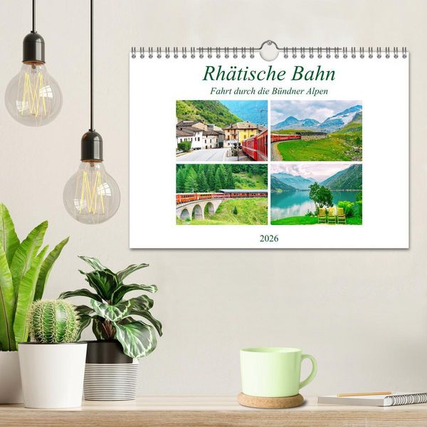 Produktbild: Rh&auml;tische Bahn - Fahrt durch die B&uuml;ndner Alpen (Wandkalender 2026 DIN A4 quer), CALVENDO Monatskalender